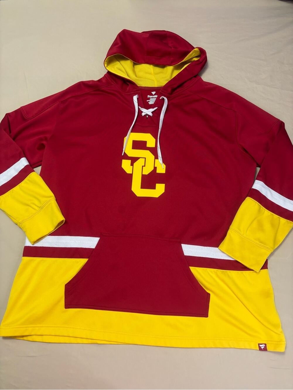 Fanatics USC Trojans Red Pullover Hoodie with Gold Lining Men's Size 3XL